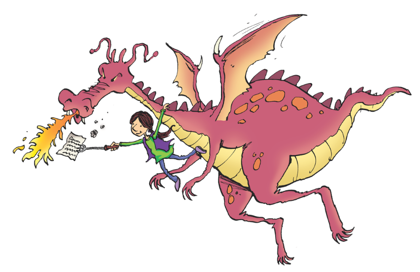 Girl Riding Dragon Illustration