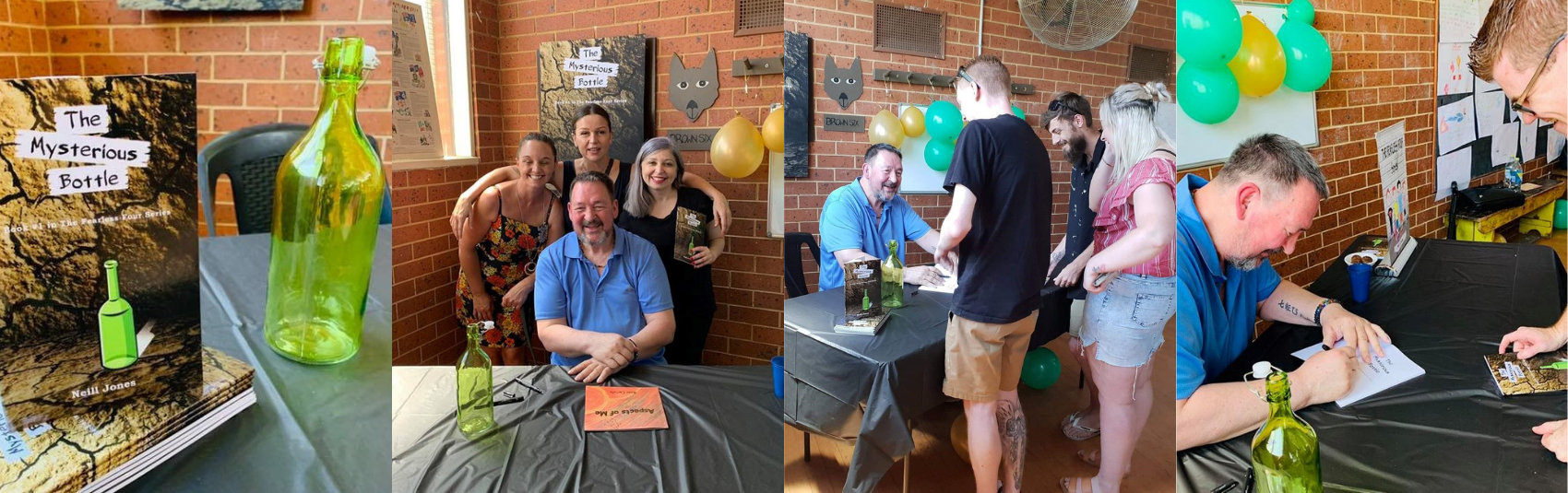 Snapshots of Neill at the launch of his book