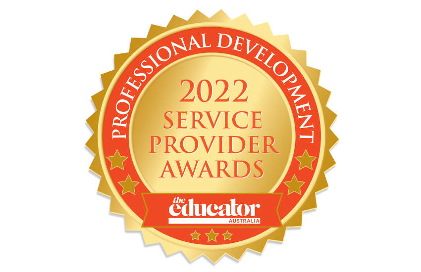 Award rosette with text: 2022 Service Provider Awards. The Educator Australia. Professional Development