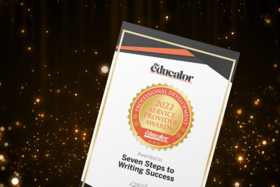 Image of the ESPA certificate for Seven Steps against a black background with confetti