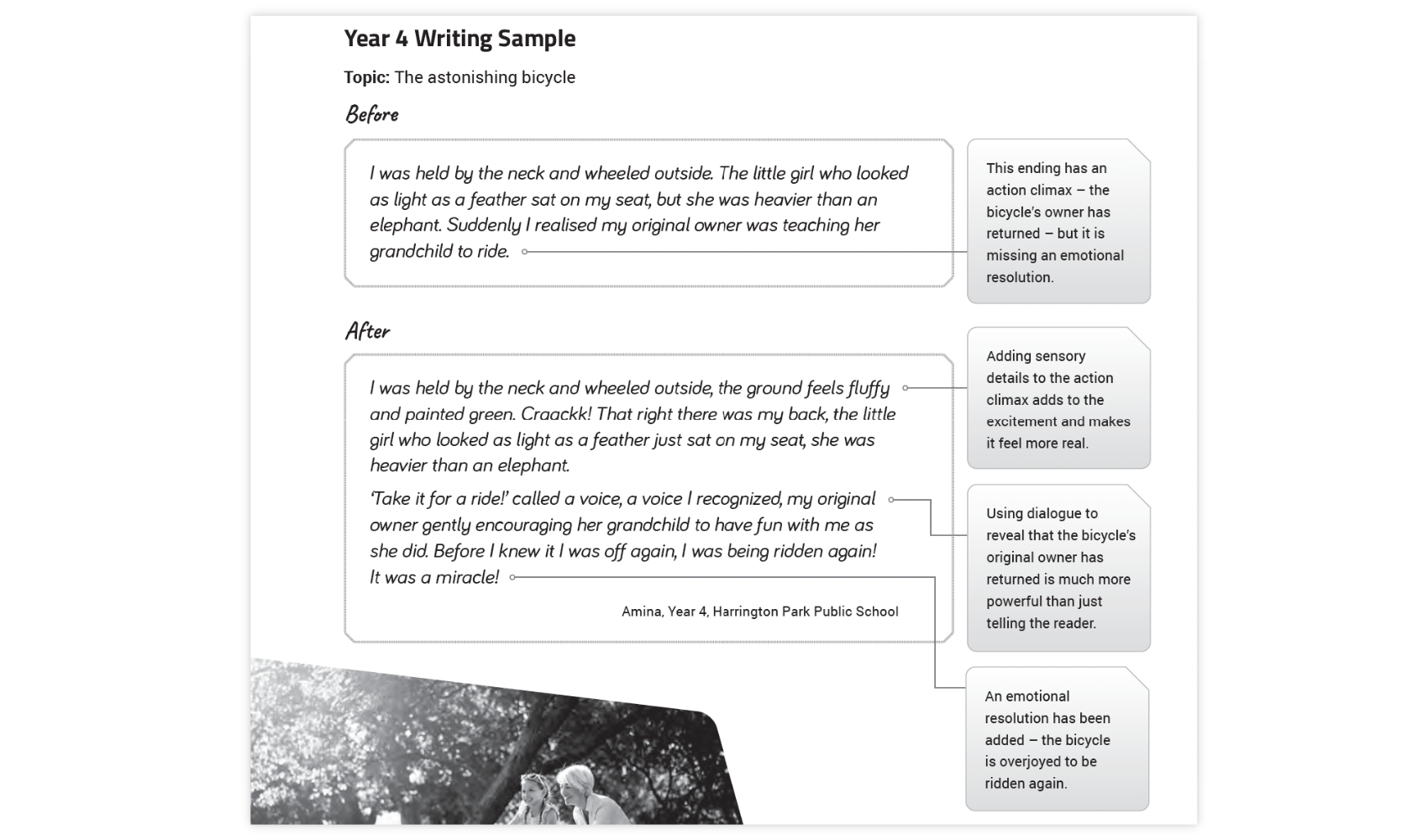 Year 4 before and after narrative writing sample