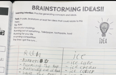 student brainstorming ideas